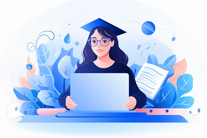 扁平风在线教育插画图片